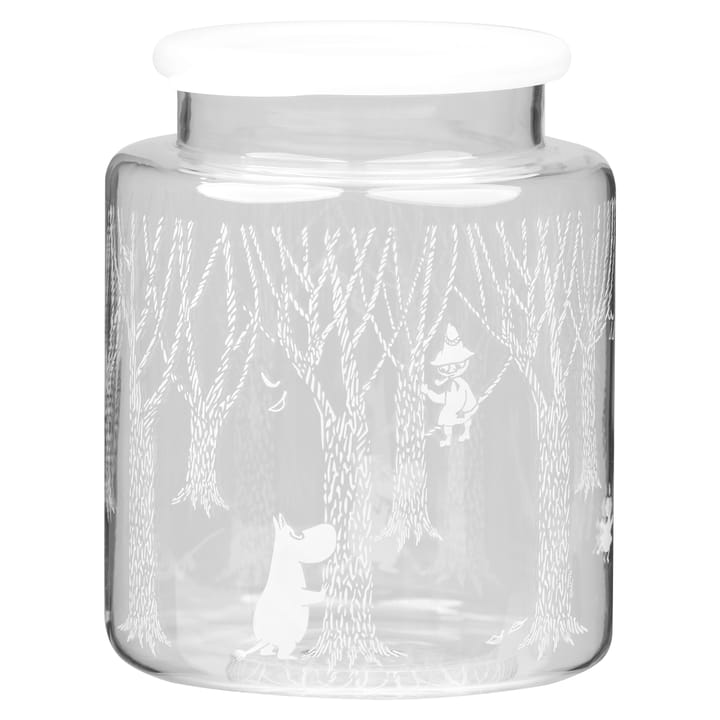 In the Woods glass 罐子 with silicon lid 17 cm - clear-白色 - Muurla