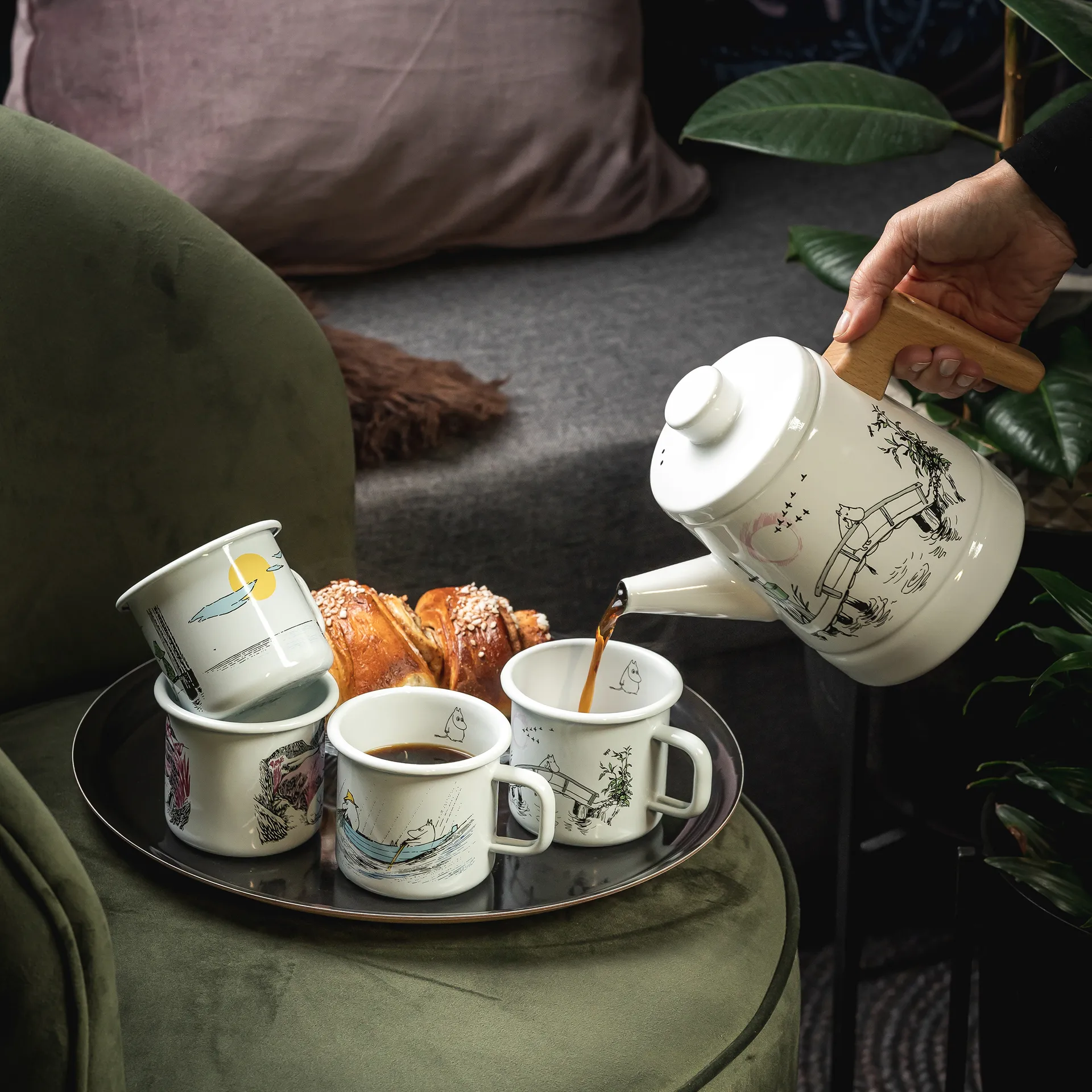 Missing you coffee pot enamel 1.6 l, 白色 Muurla