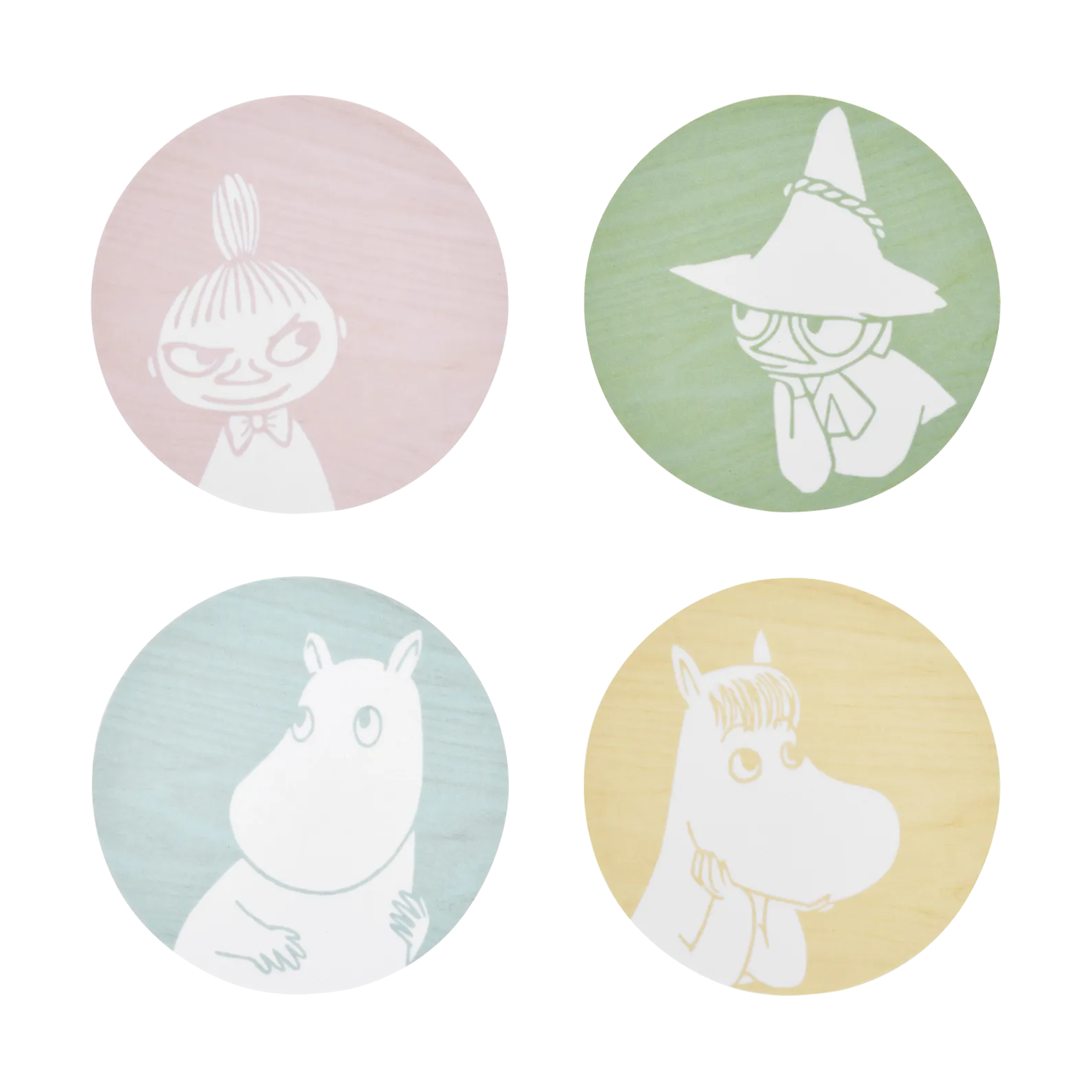 Moomin 玻璃杯垫 Ø10cm 4件装, 姆明角色款 Muurla