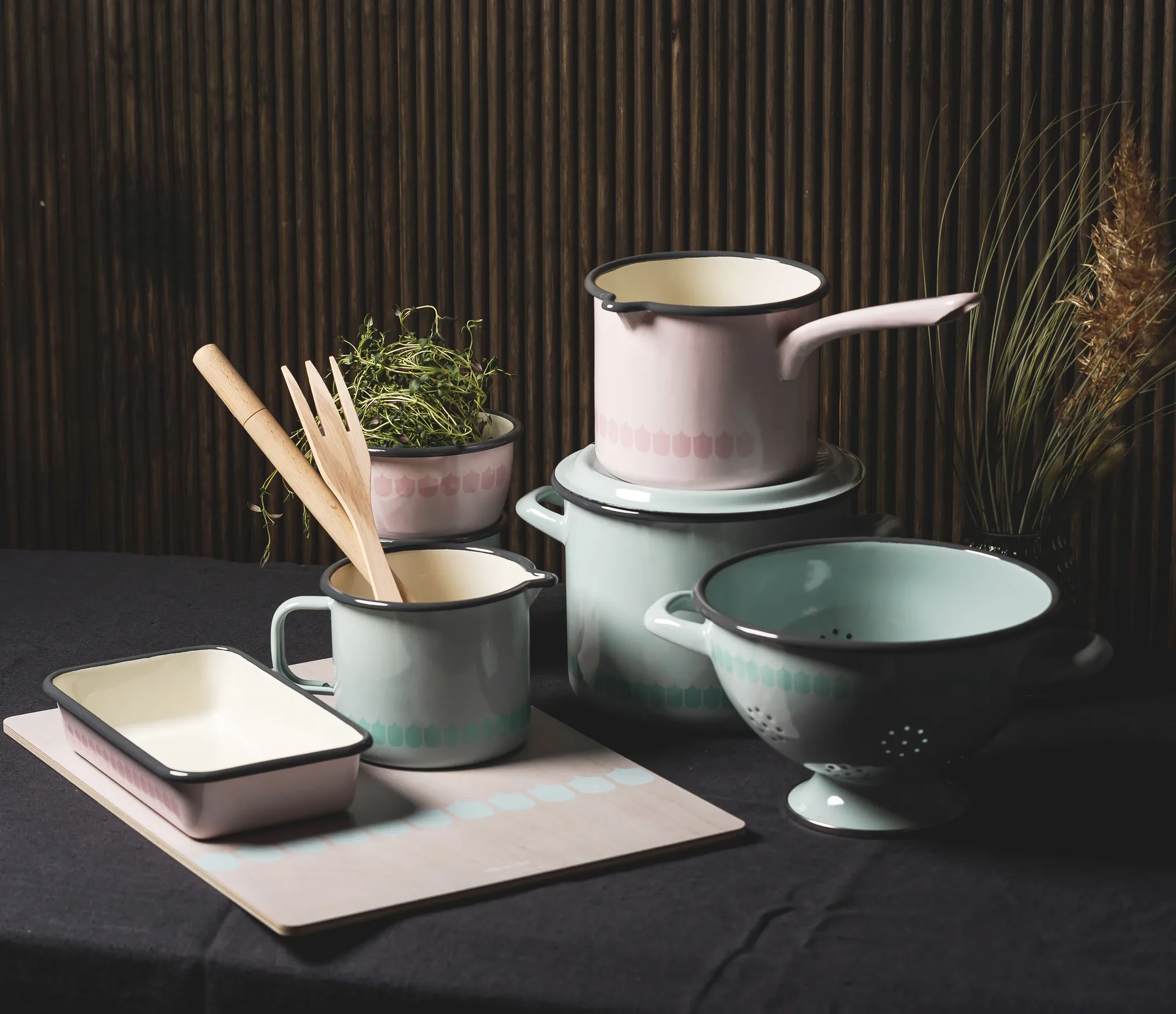 Vappu enamel colander, 绿色 Muurla