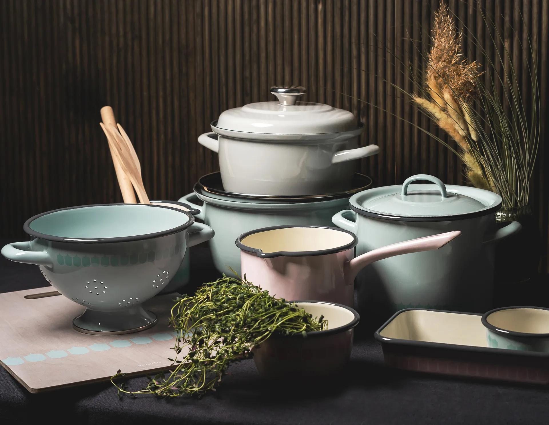 Vappu enamel colander, 绿色 Muurla