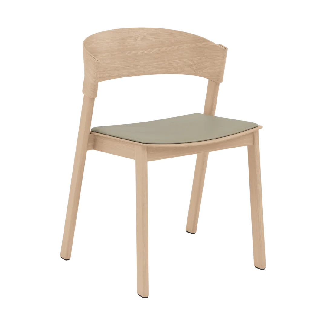 Cover 餐椅 皮革, 精致皮革石色_橡木色 Muuto