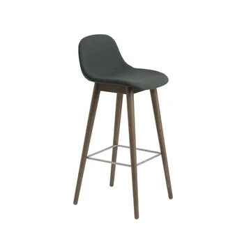 Fiber 带靠背吧凳65cm - 990深绿色斜纹织物_棕色染色橡木支腿 - Muuto