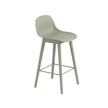 Fiber 带靠背吧凳65cm - 灰绿色_绿色支腿 - Muuto