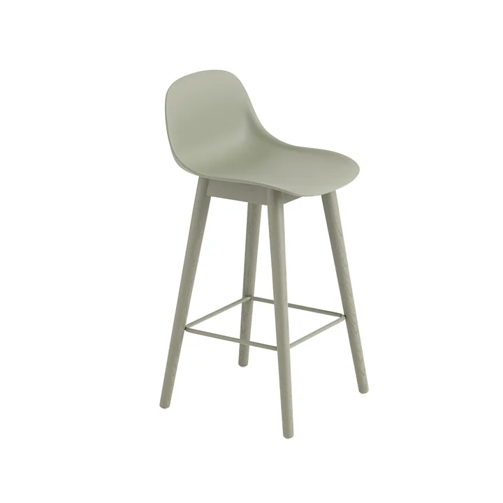 Fiber 带靠背吧凳65cm - 灰绿色_绿色支腿 - Muuto