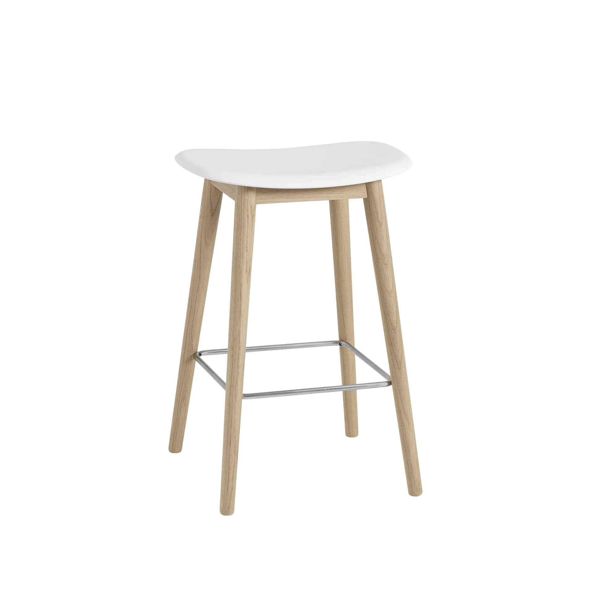 Fiber 吧台凳65cm, 白色_橡木支腿 Muuto