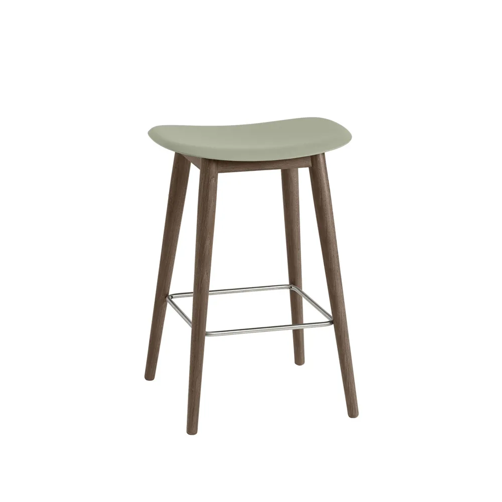 Fiber 吧凳75cm, 灰绿色_深棕色染色支腿 Muuto