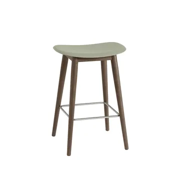 Fiber 吧凳75cm - 灰绿色_深棕色染色支腿 - Muuto