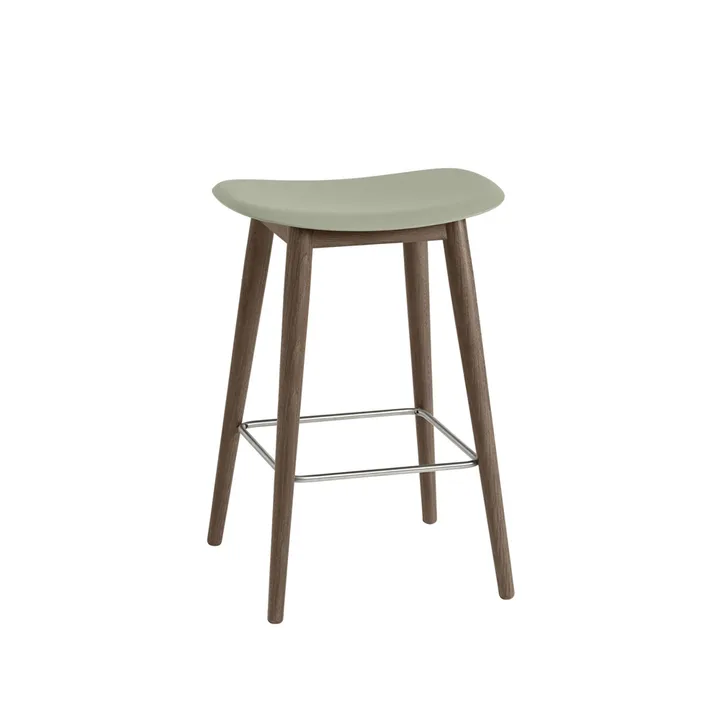 Fiber 吧凳75cm - 灰绿色_深棕色染色支腿 - Muuto