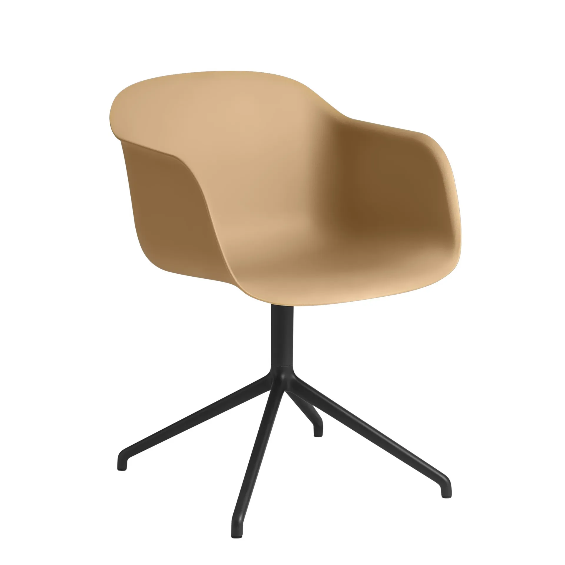 Fiber armchair swivel base 办公椅, Ochre-黑色 (plastic) Muuto