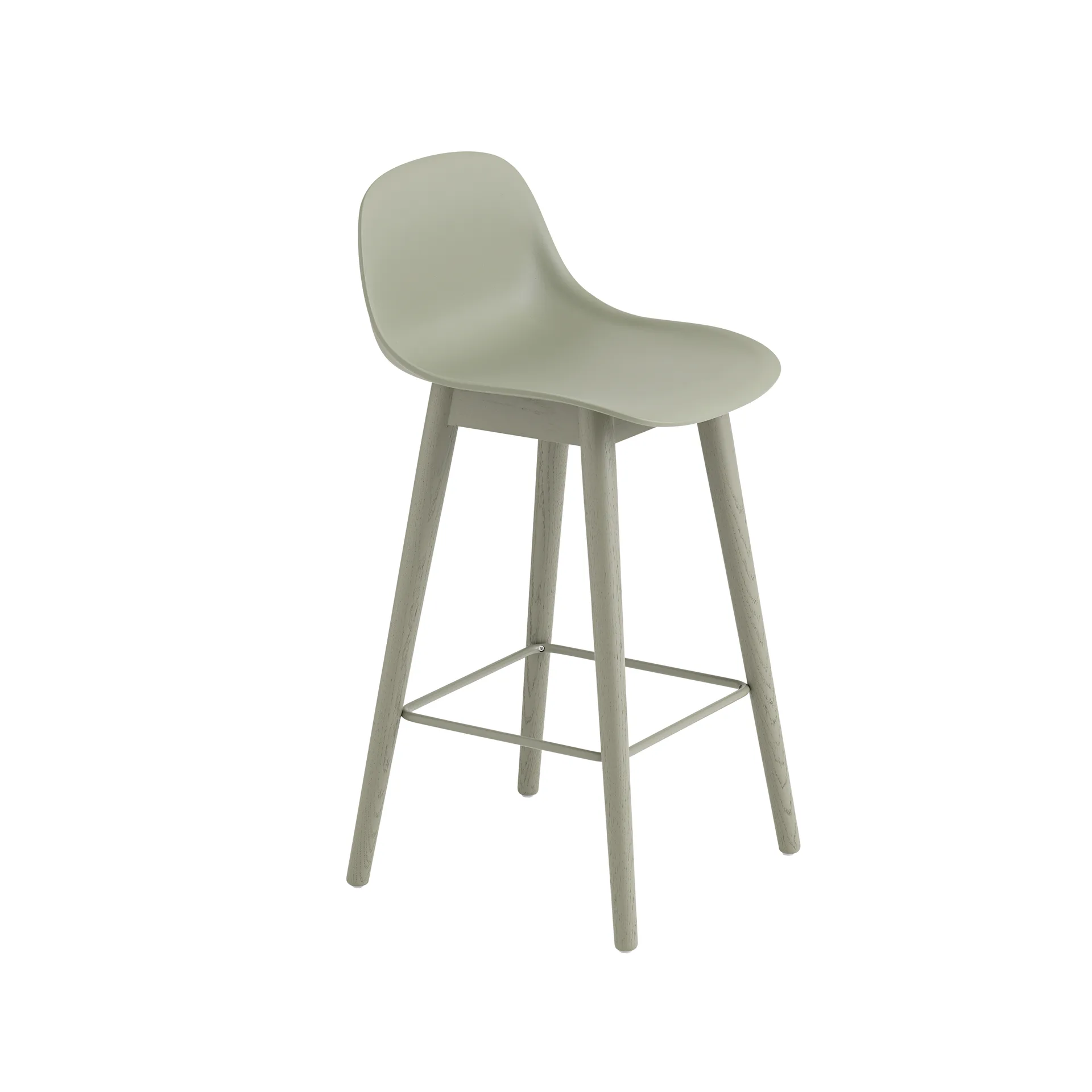 Fiber barstool with backrest 65 cm, Dusty 绿色-绿色 legs Muuto