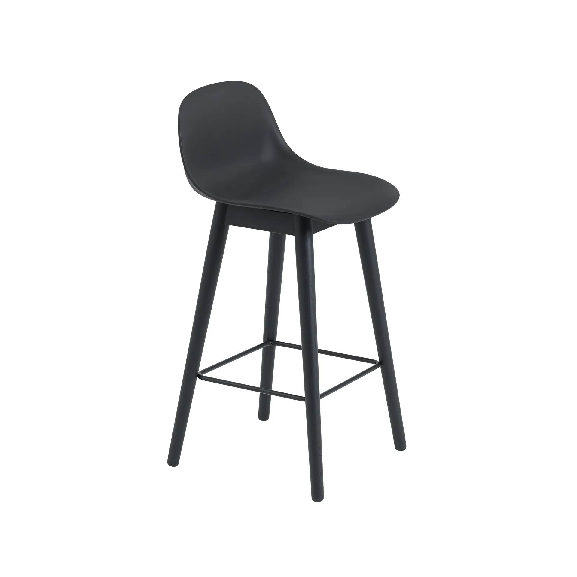 Fiber barstool with backrest 65 cm, 黑色-黑色 legs Muuto