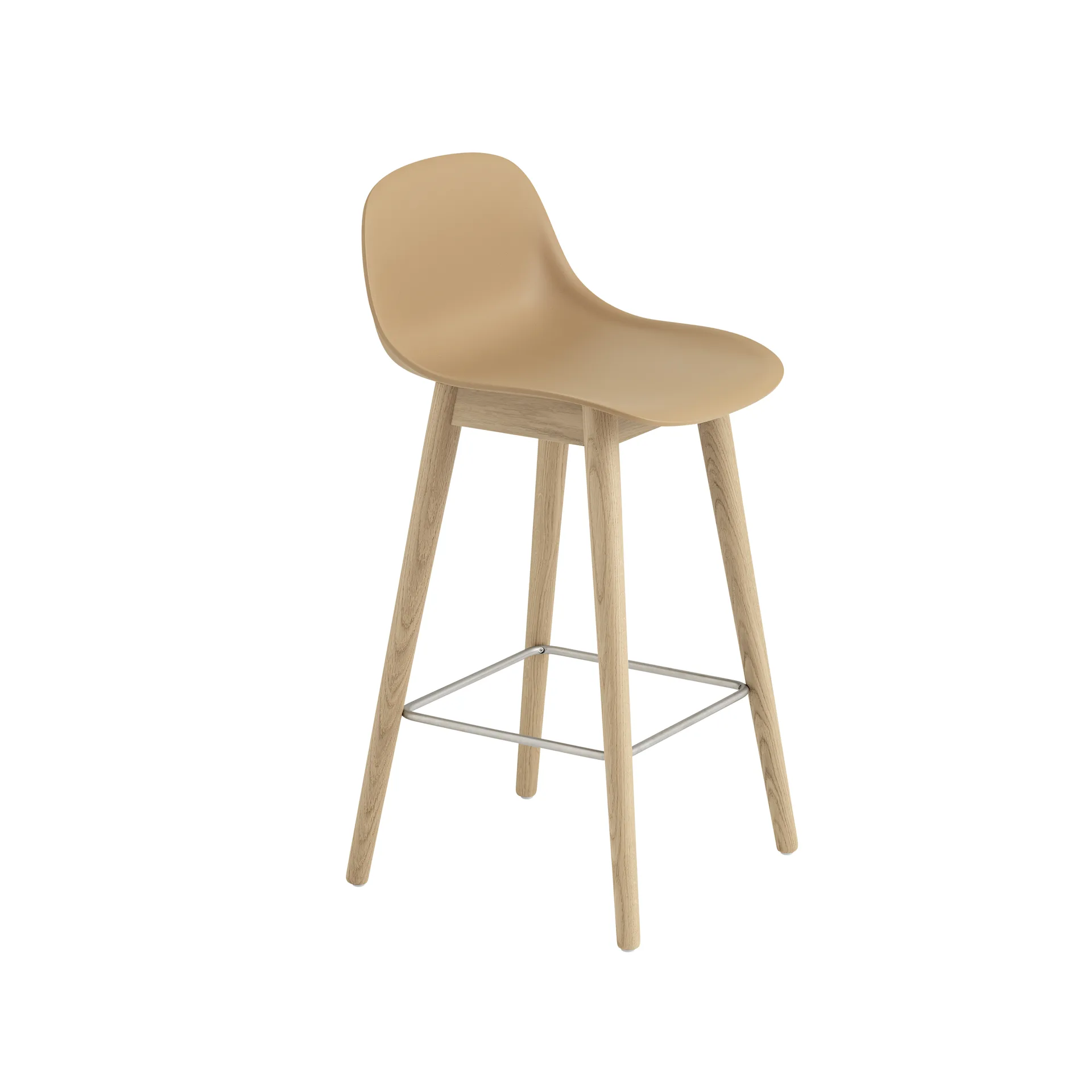 Fiber barstool with backrest 65 cm, Ochre-自然木色 legs Muuto
