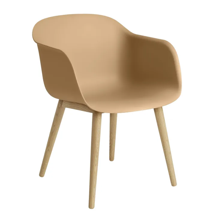 Fiber Chair 带扶手扶手椅 木质椅腿 - 赭石色_橡木 - Muuto