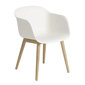 Fiber Chair 带扶手扶手椅 木质椅腿 - 自然白_橡木 - Muuto