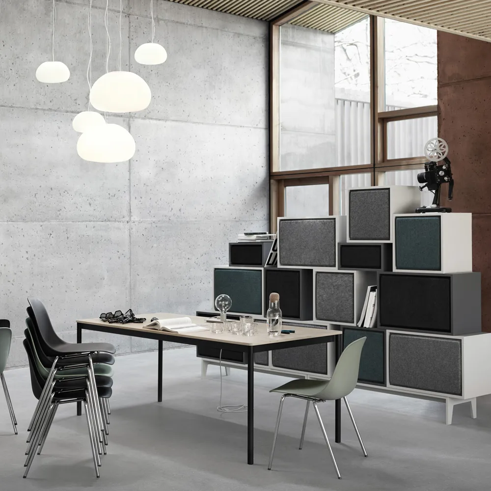Fiber 钢滑座塑料座椅子, Dusty 绿色-绿色 Muuto