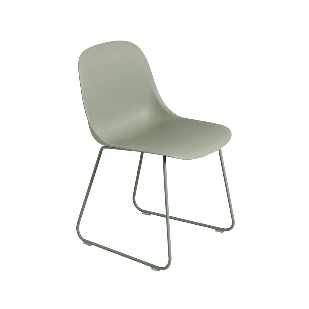 Fiber 滑座底座扶手椅, Dusty 绿色, 绿色 sled 底座 Muuto