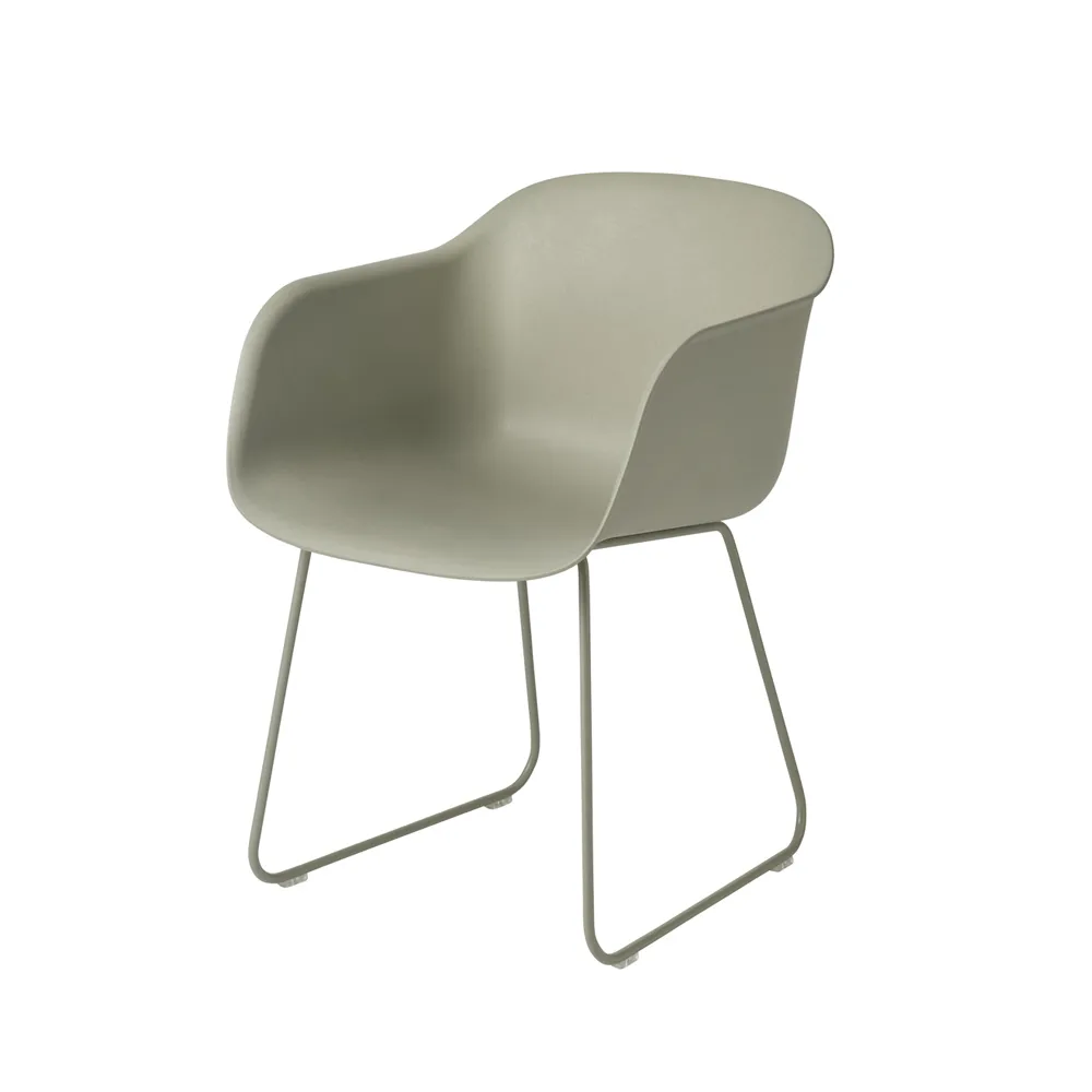 Fiber 滑座底座扶手椅, Dusty 绿色, 绿色 sled 底座 Muuto