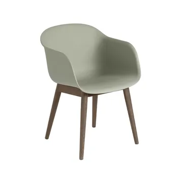 Fiber 木腿扶手椅 - Dusty 绿色, 深褐色 stained legs - Muuto
