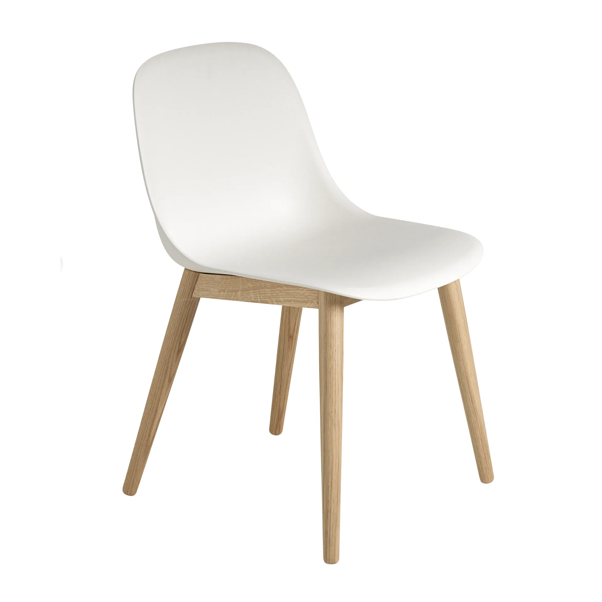 Fiber Side 椅子 with wooden legs, 白色-oak Muuto