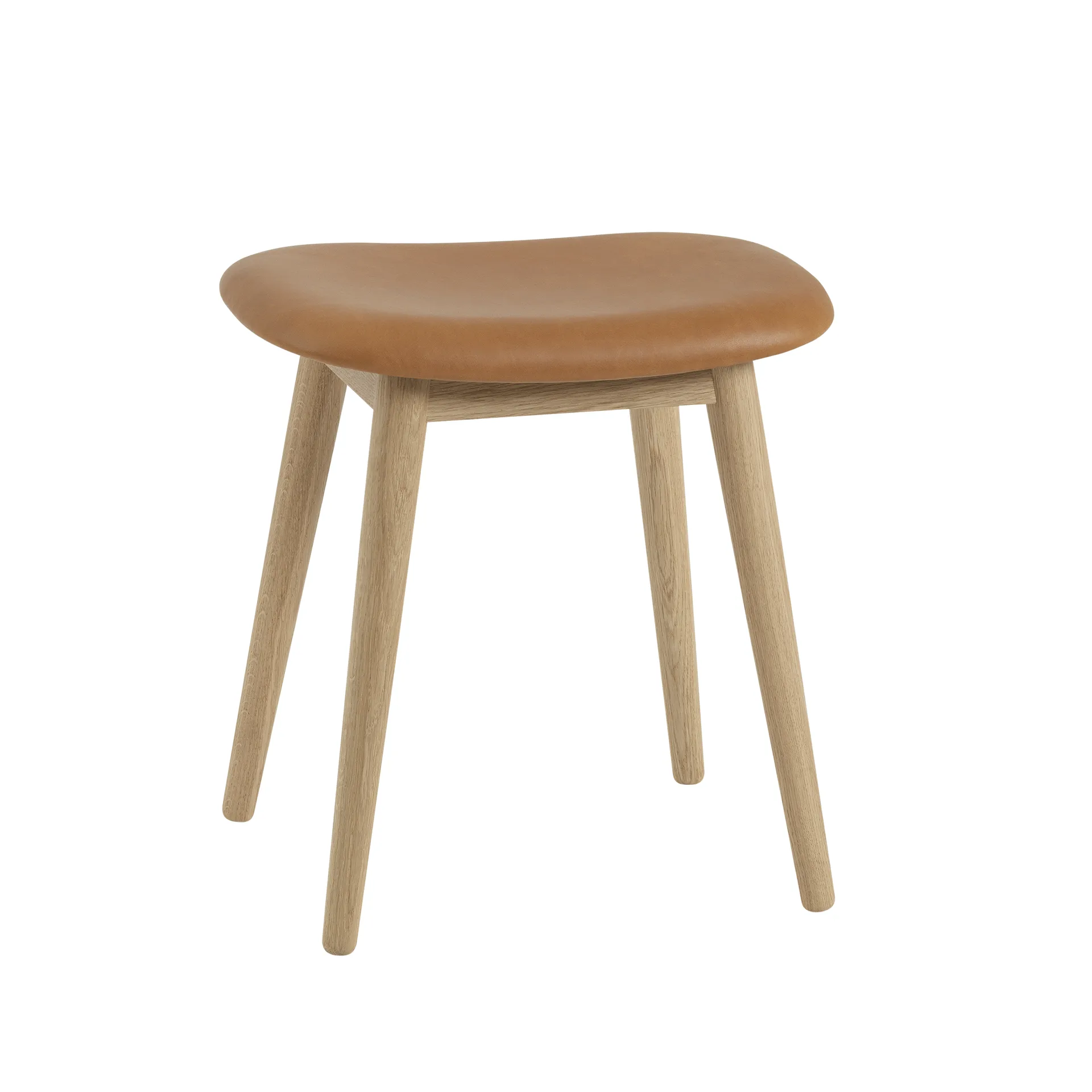 Fiber stool 凳子, Leather cognac, oak legs Muuto