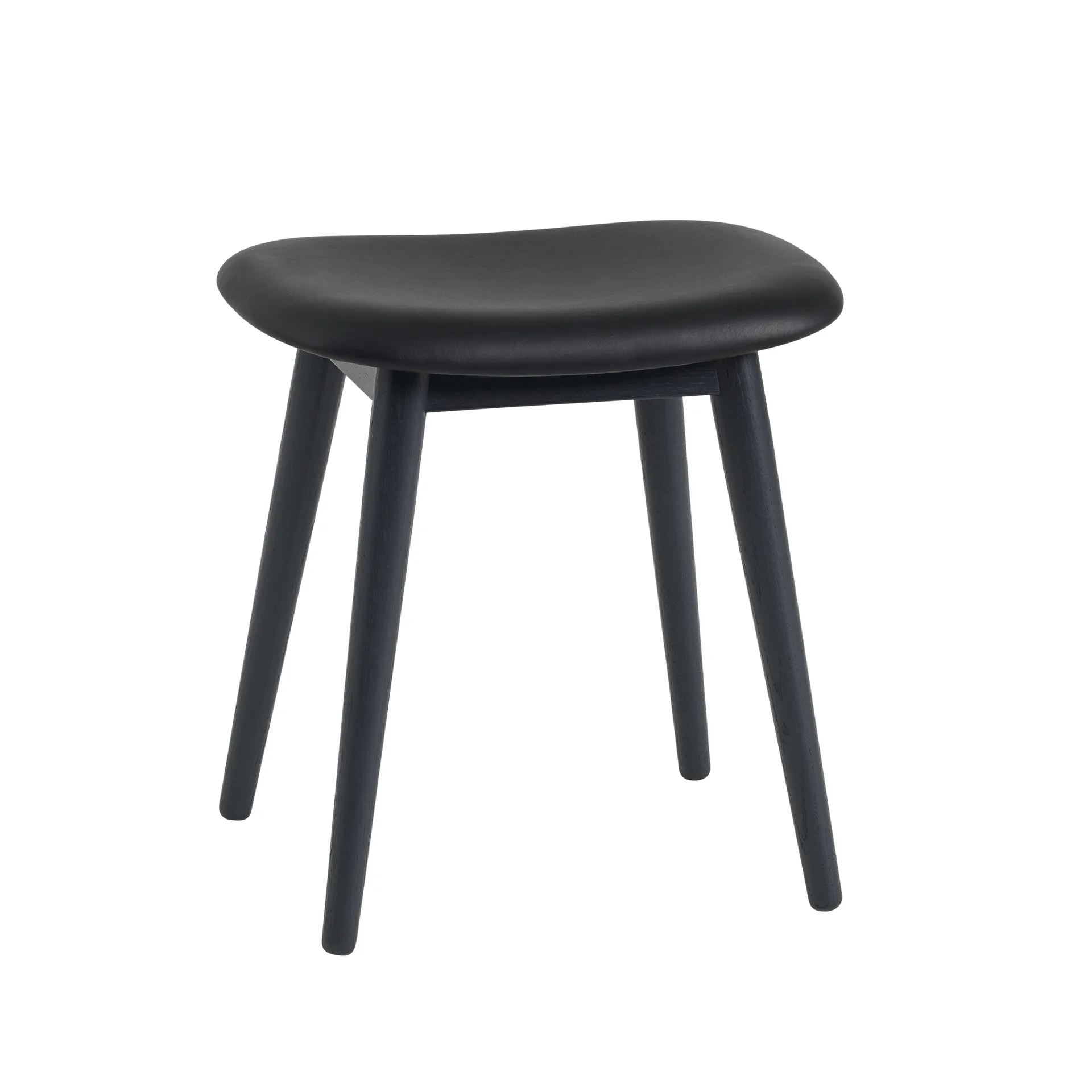 Fiber stool 凳子, Leather 黑色, wooden legs Muuto