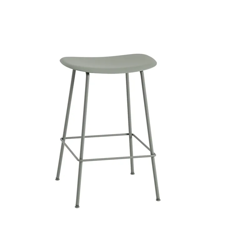 Fiber Tube 吧台椅65cm - 灰绿色 - Muuto