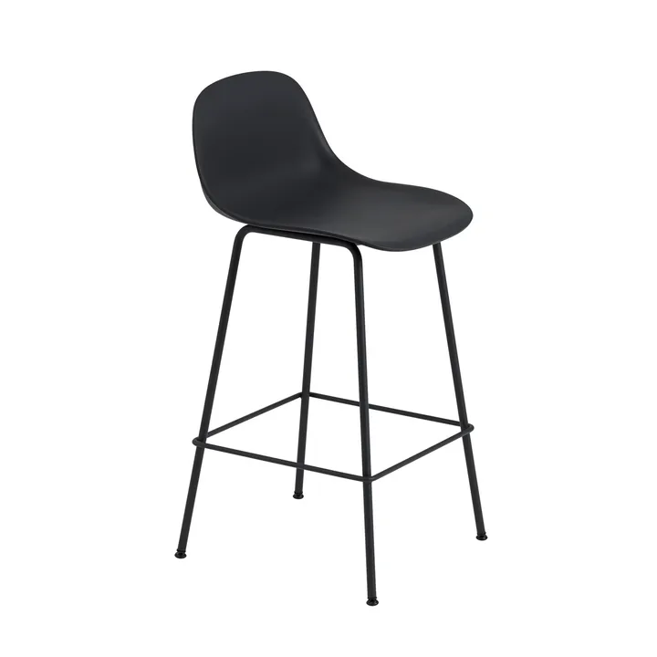 Fiber Tube 靠背吧台椅65Cm - 黑色 - Muuto