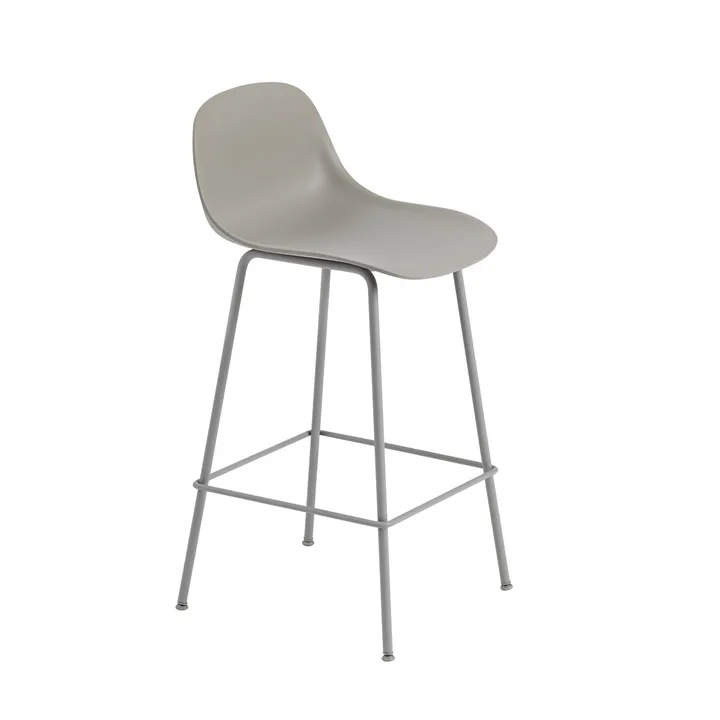 Fiber Tube 靠背吧台椅65Cm - 灰色 - Muuto