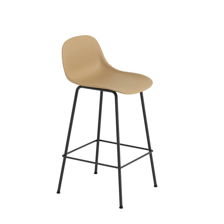Fiber Tube 靠背吧台椅65Cm - 赭石色_黑色 - Muuto