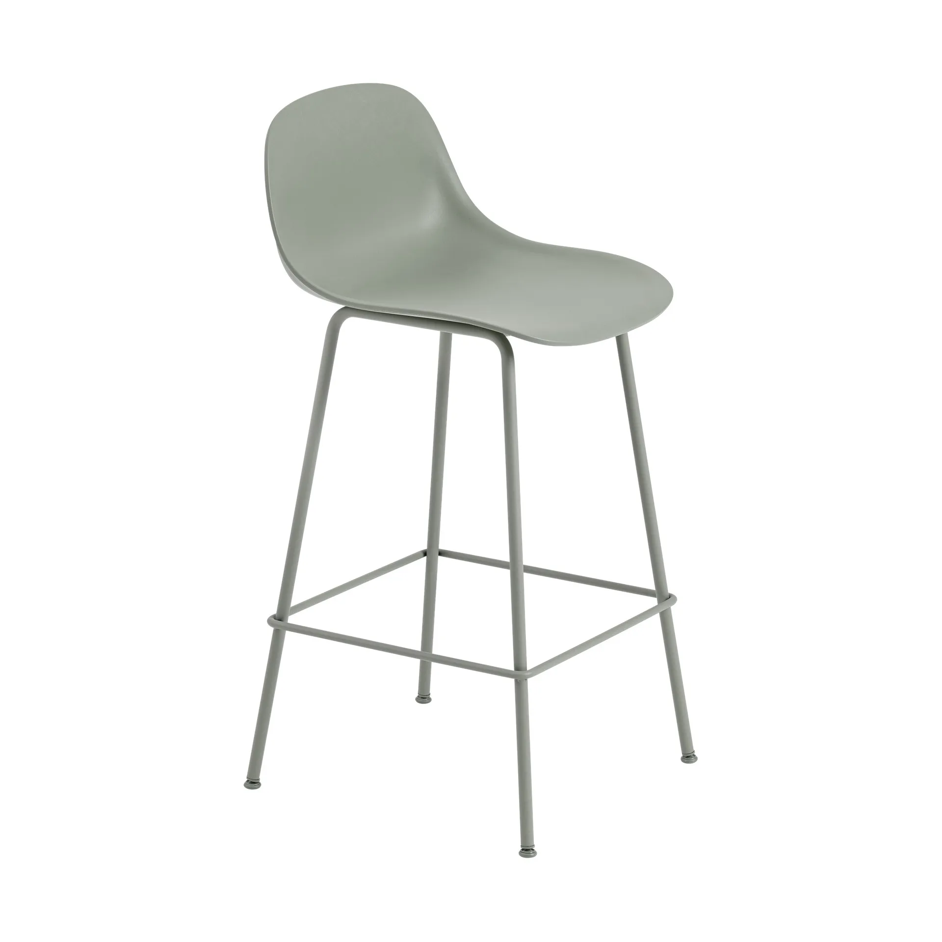 Fiber Tube 靠背吧台椅75Cm, 灰绿色 Muuto
