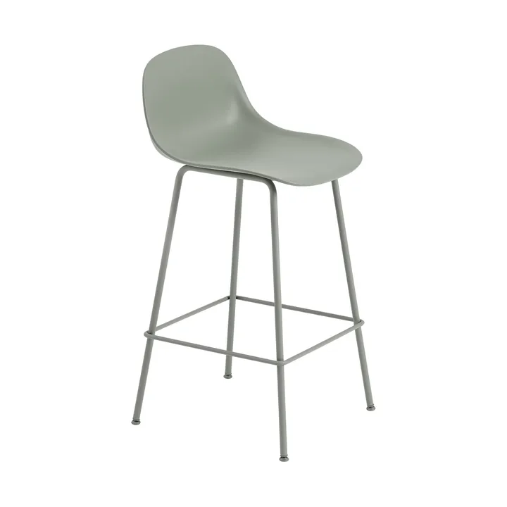Fiber Tube 靠背吧台椅75Cm - 灰绿色 - Muuto