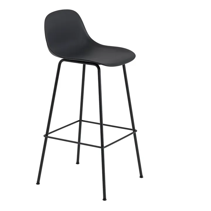 Fiber Tube 靠背吧台椅75Cm - 黑色 - Muuto