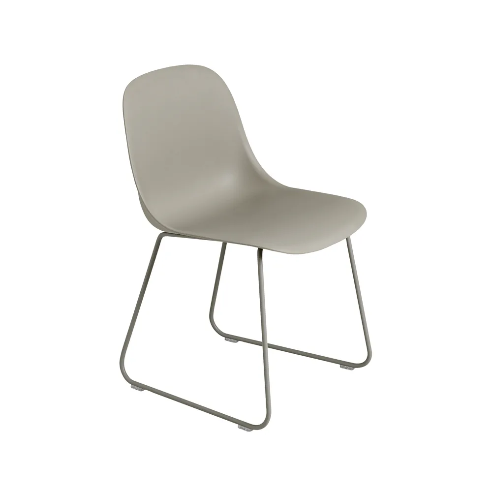 Fiber 钢滑座塑料座椅子, 灰色_灰色 Muuto