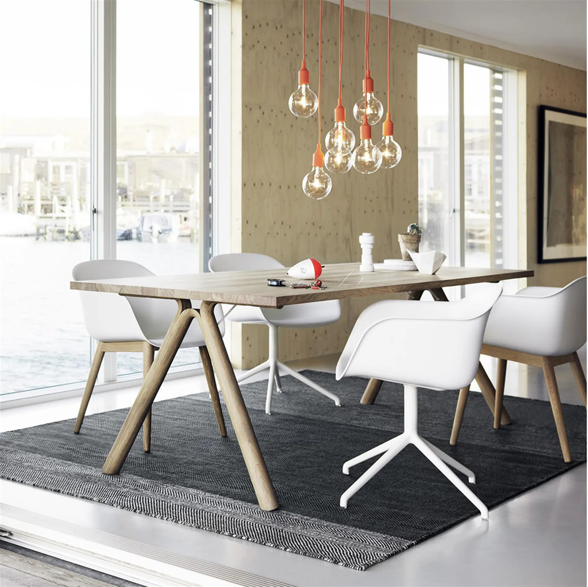 Fiber 扶手椅 旋转底座 办公椅, 自然白色塑料 Muuto