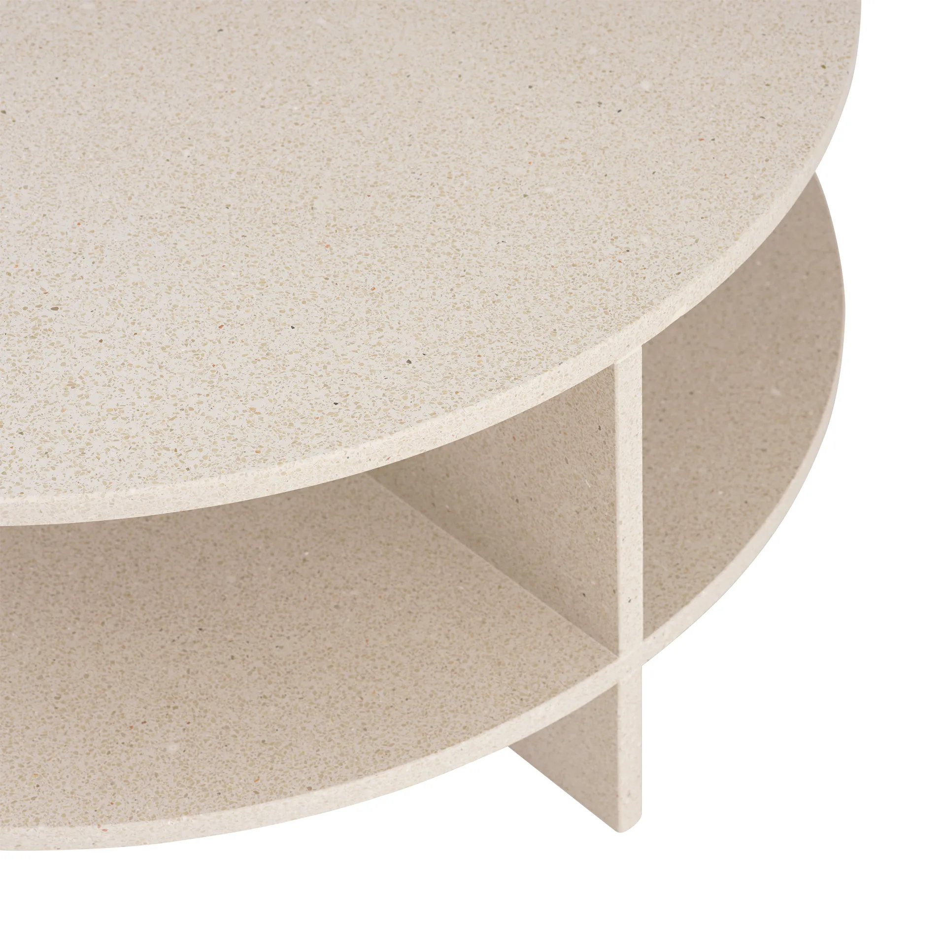 Halves 咖啡桌, 浅灰褐色_水磨石_Ø85cm Muuto