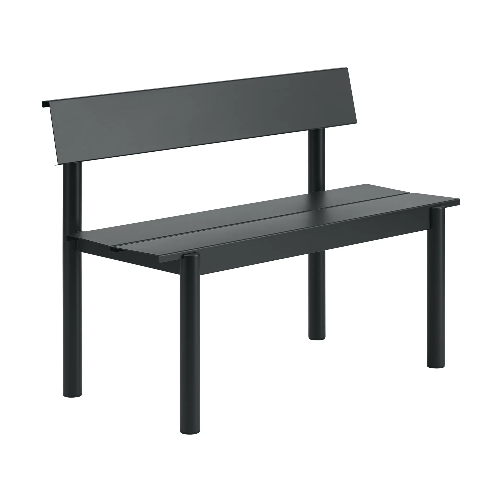Linear Steel 长椅 with backrest, 黑色, 110x34 cm Muuto