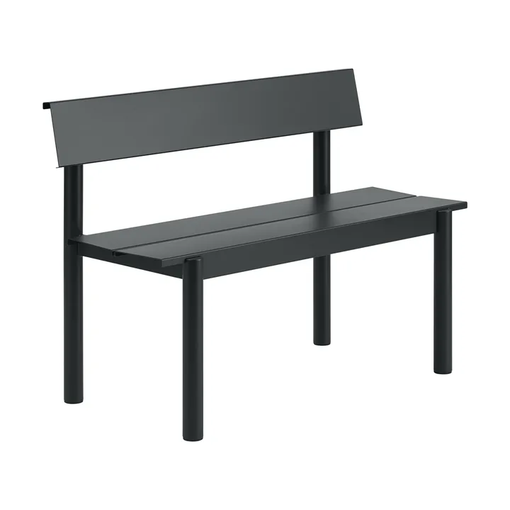 Linear Steel 长椅 with backrest - 黑色, 110x34 cm - Muuto
