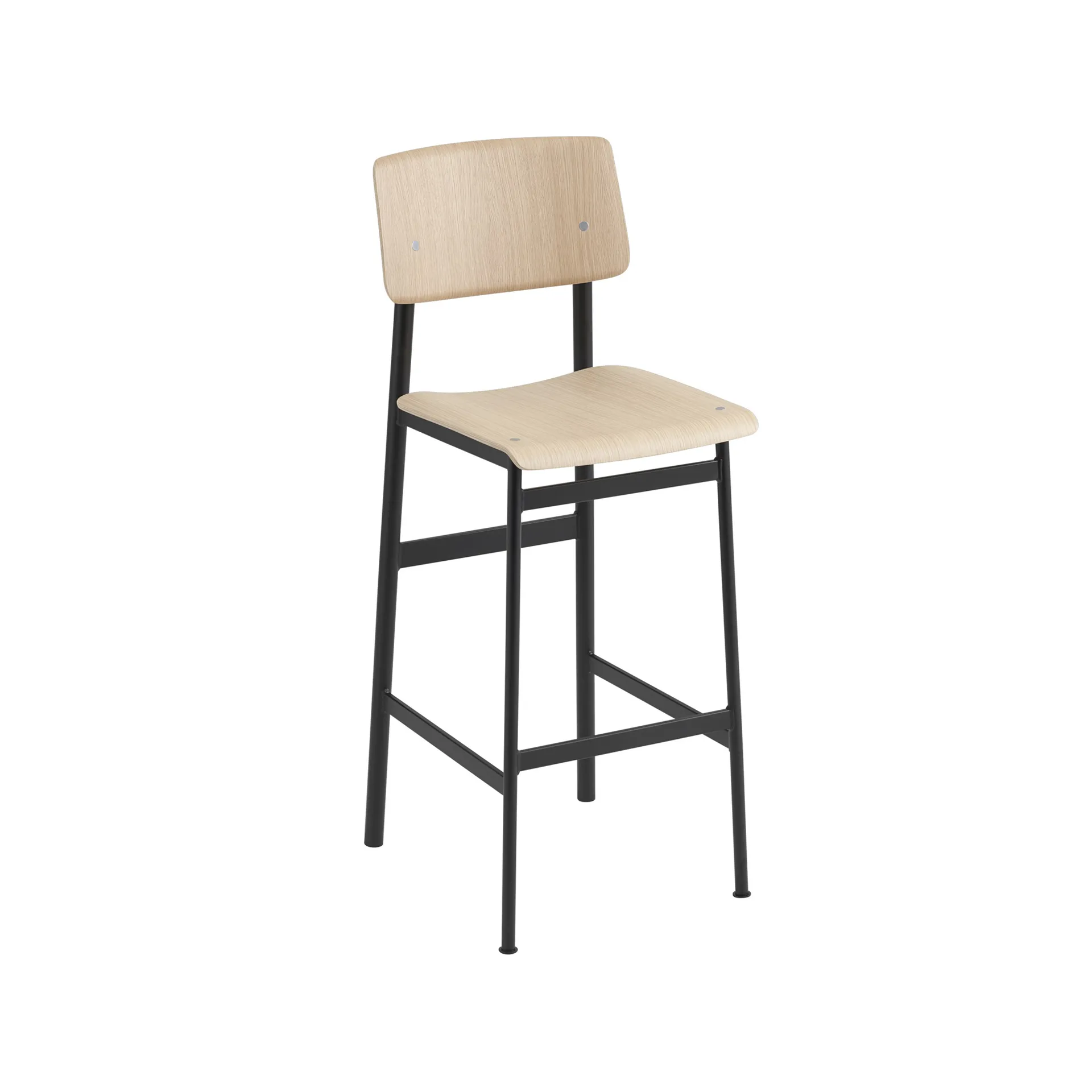 Loft barstool, 自然木色, high, 黑色 steel legs Muuto