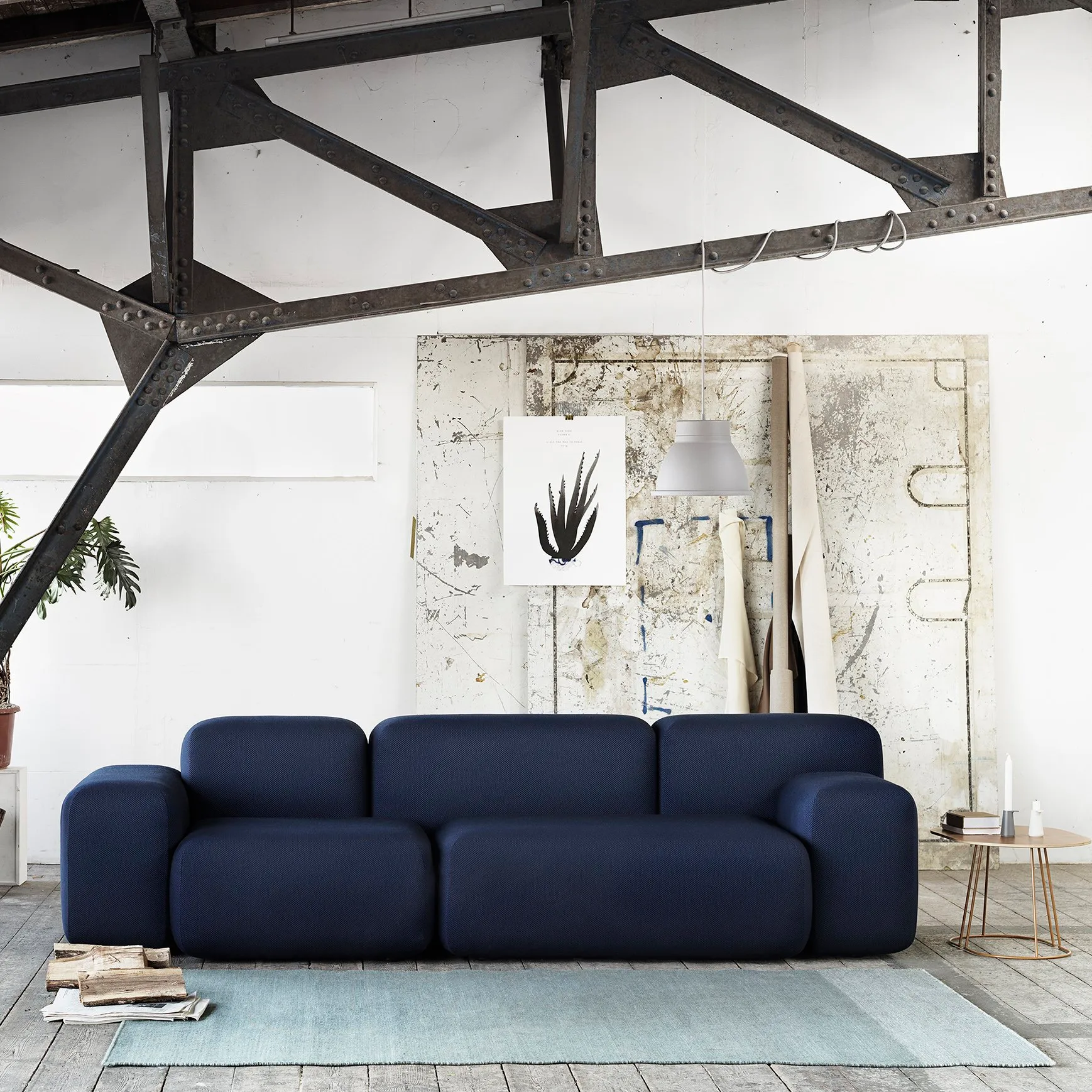 Muuto Varjo系列鱼骨纹羊毛地毯 170×240cm, 蓝色 Muuto