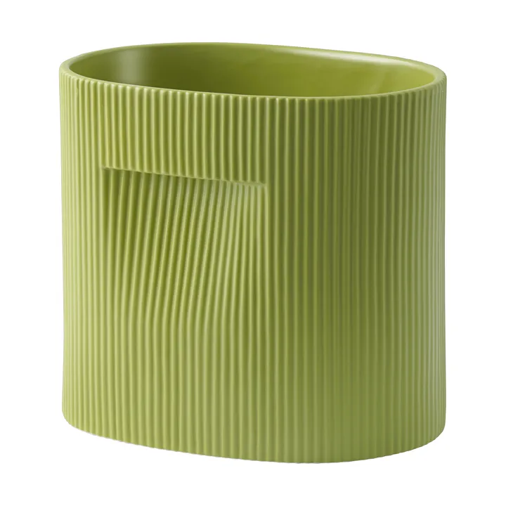 Ridge 北欧风陶瓷花盆24cm - 苔藓绿色 - Muuto