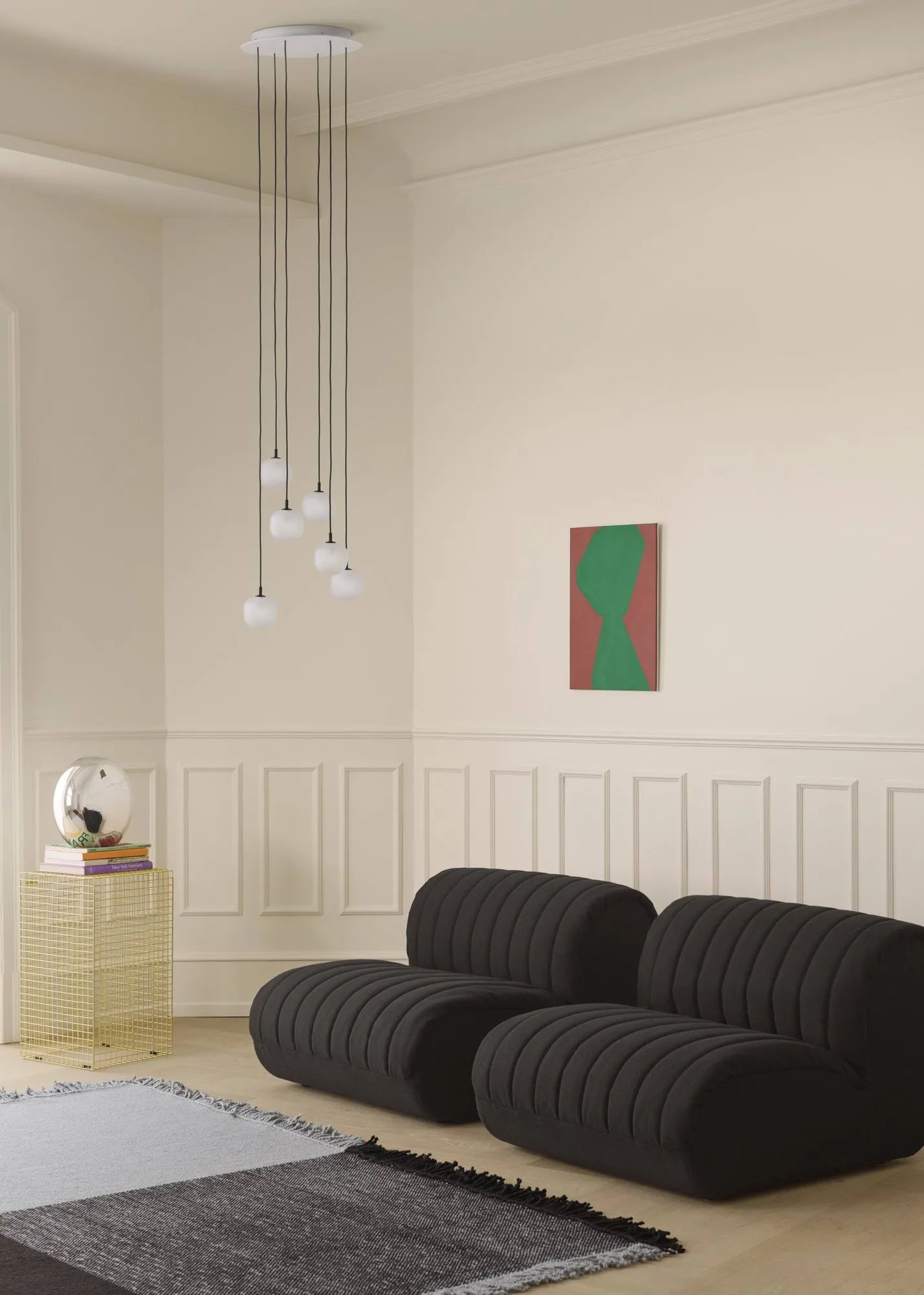 Rime 吊灯 6灯簇, 黑色，直径25cm Muuto