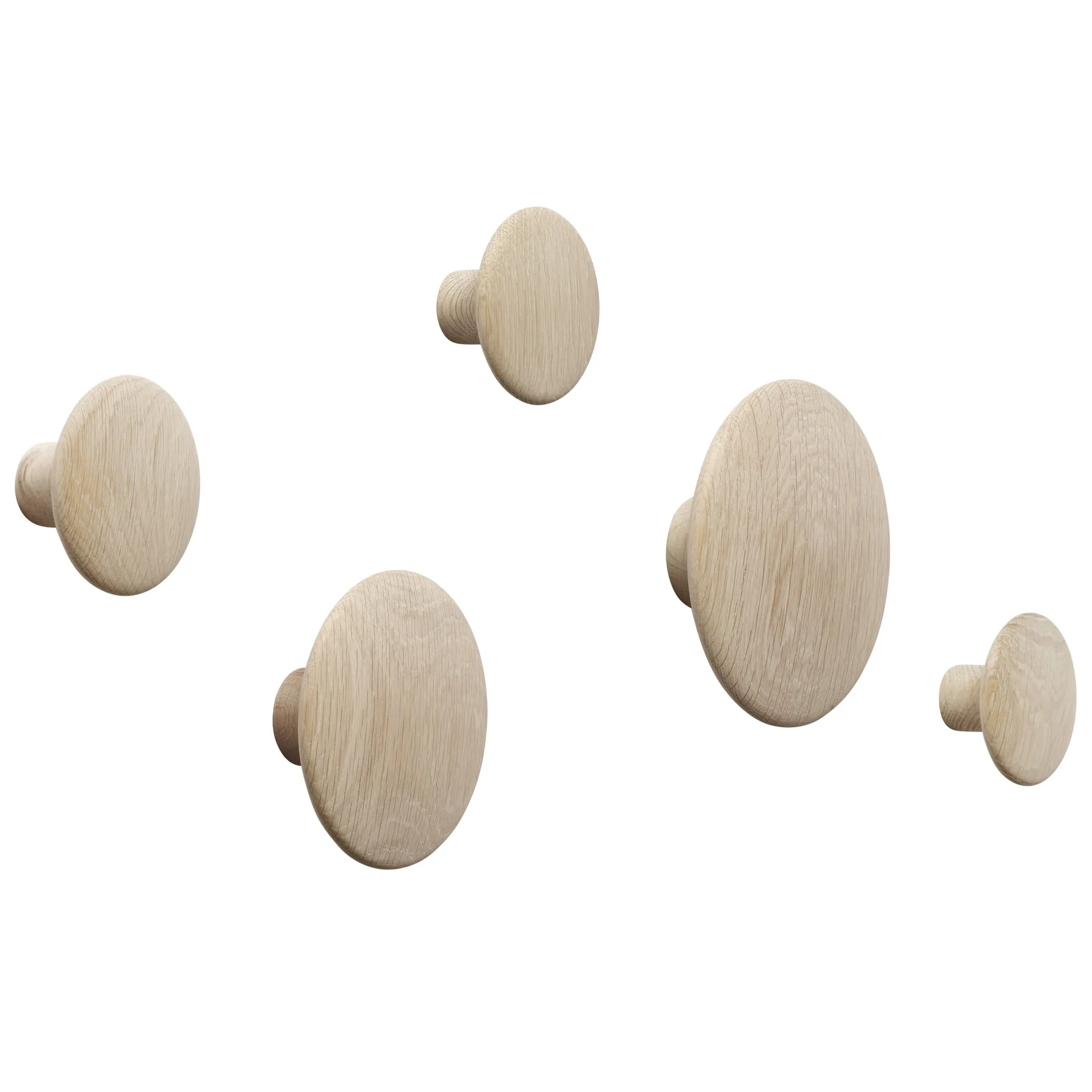 The Dots coat hooks, 五件套装, oak Muuto