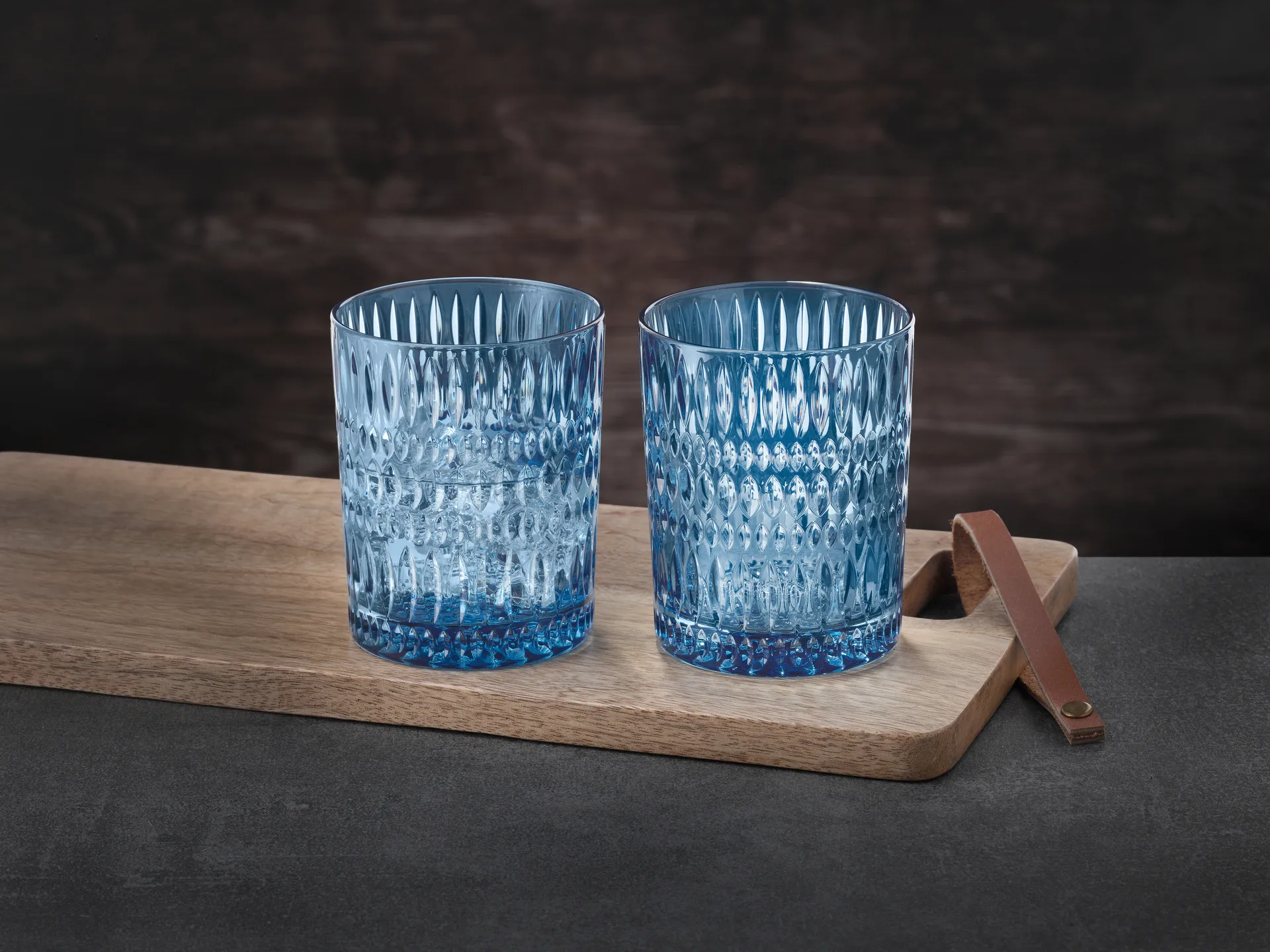 Ethno 平底杯304ml 2只装, 复古蓝 Nachtmann