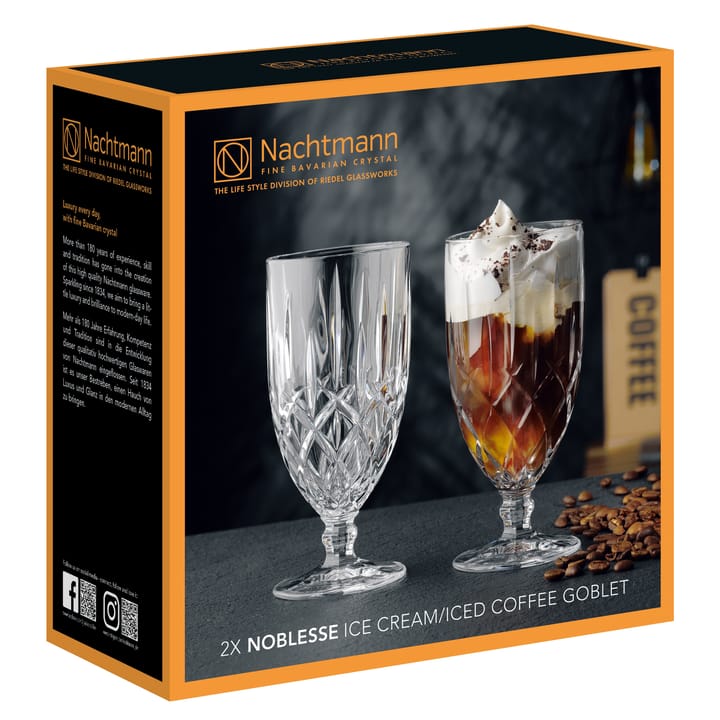 Noblesse 玻璃甜品杯/芭菲冰激凌雪糕杯 两件套装, 透明 Nachtmann