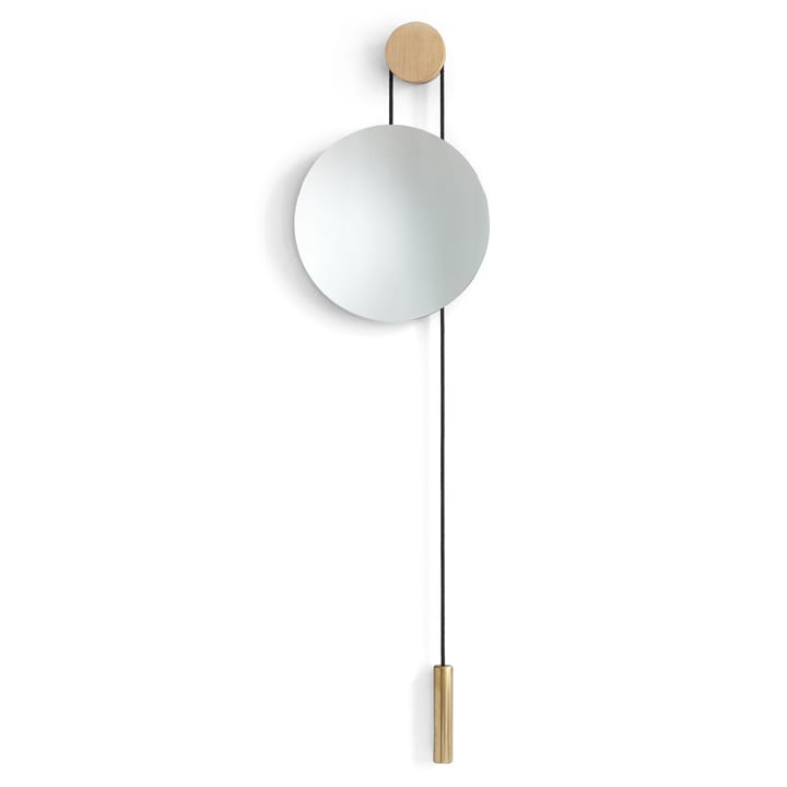 Rise and Shine mirror, Natural oak-brass weight New Works