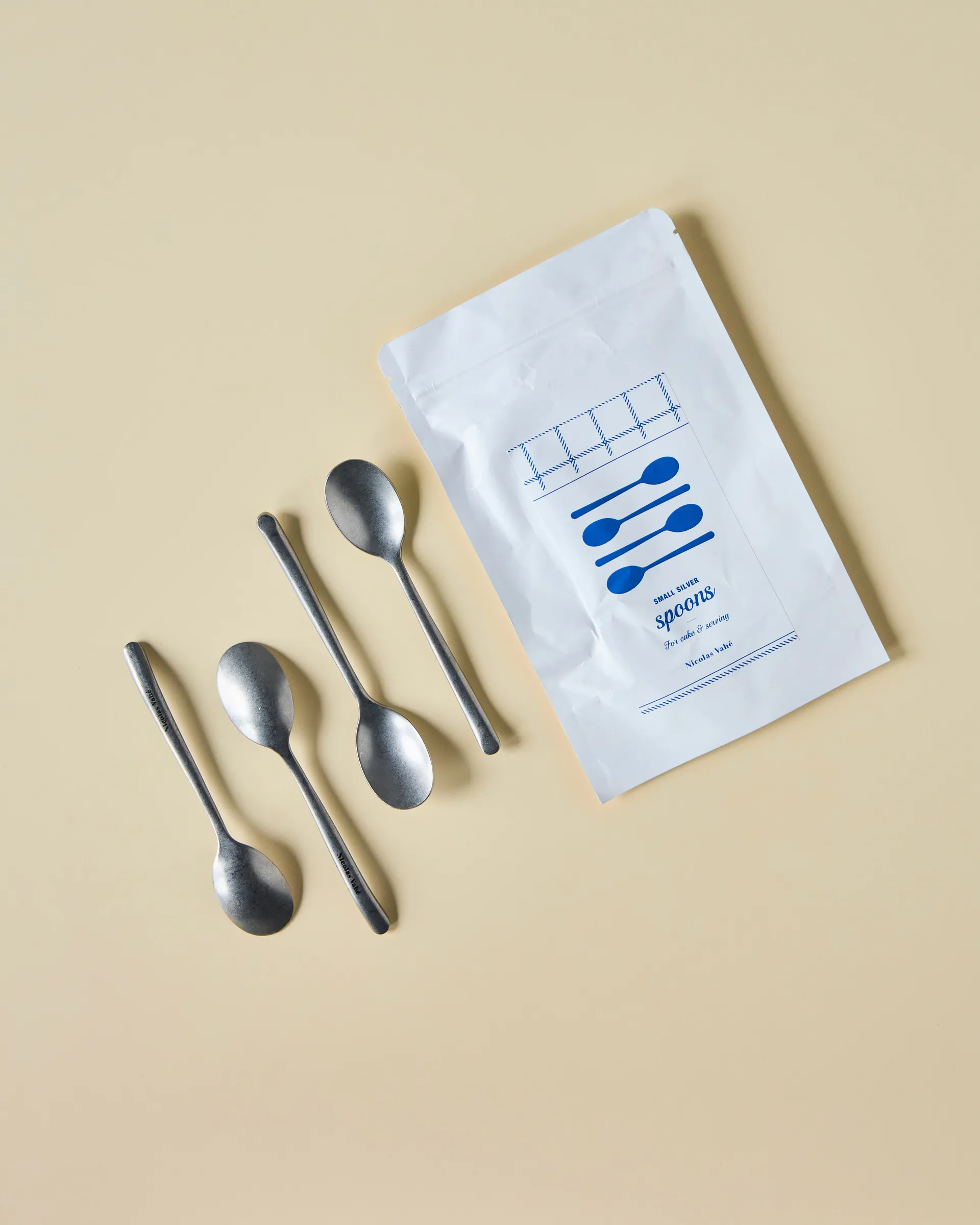 Nicolas Vahé 茶勺 四件套装, Antique 银色 finish Nicolas Vahé