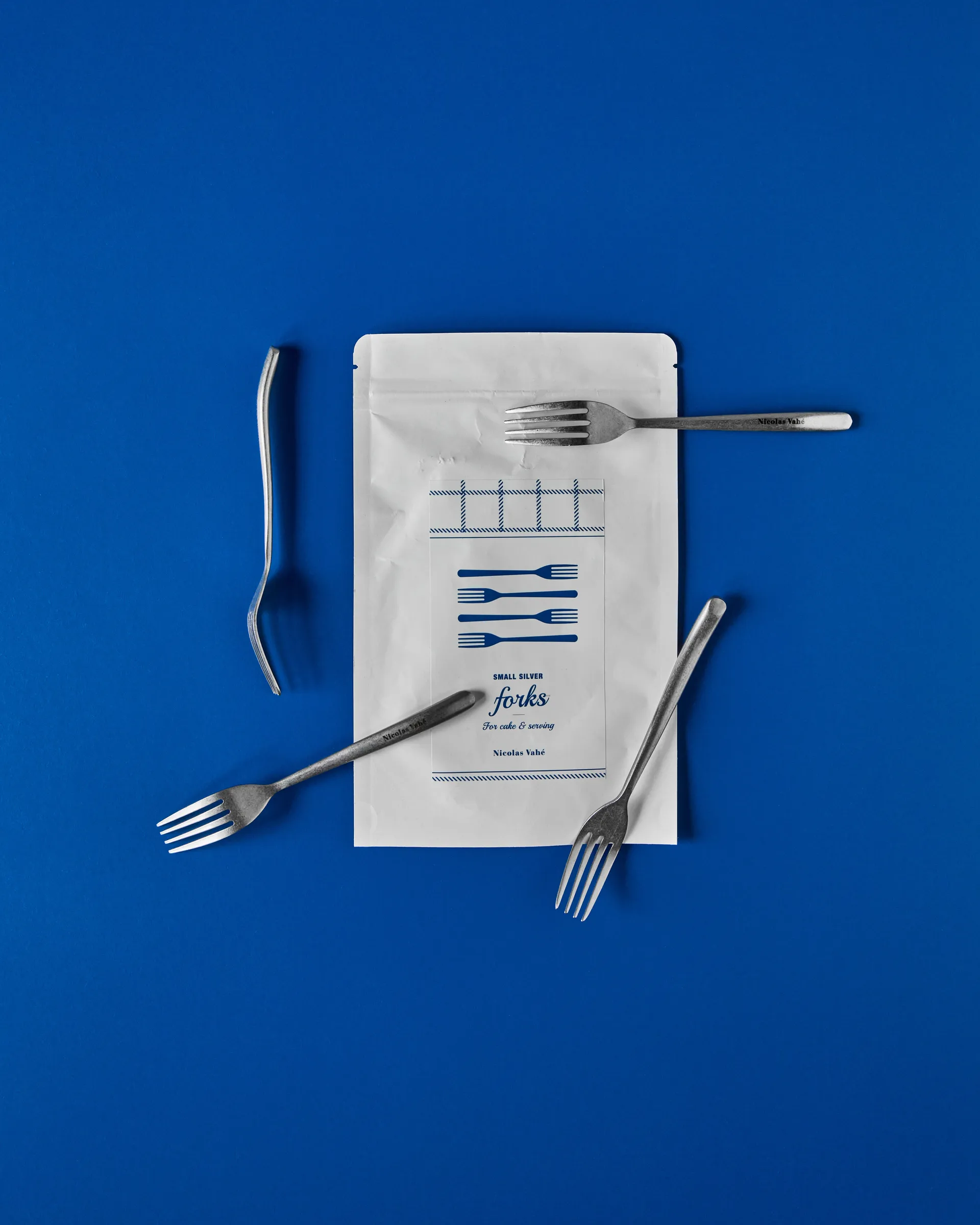 Nicolas Vahé cake 叉子 四件套装, Antique 银色 finish Nicolas Vahé