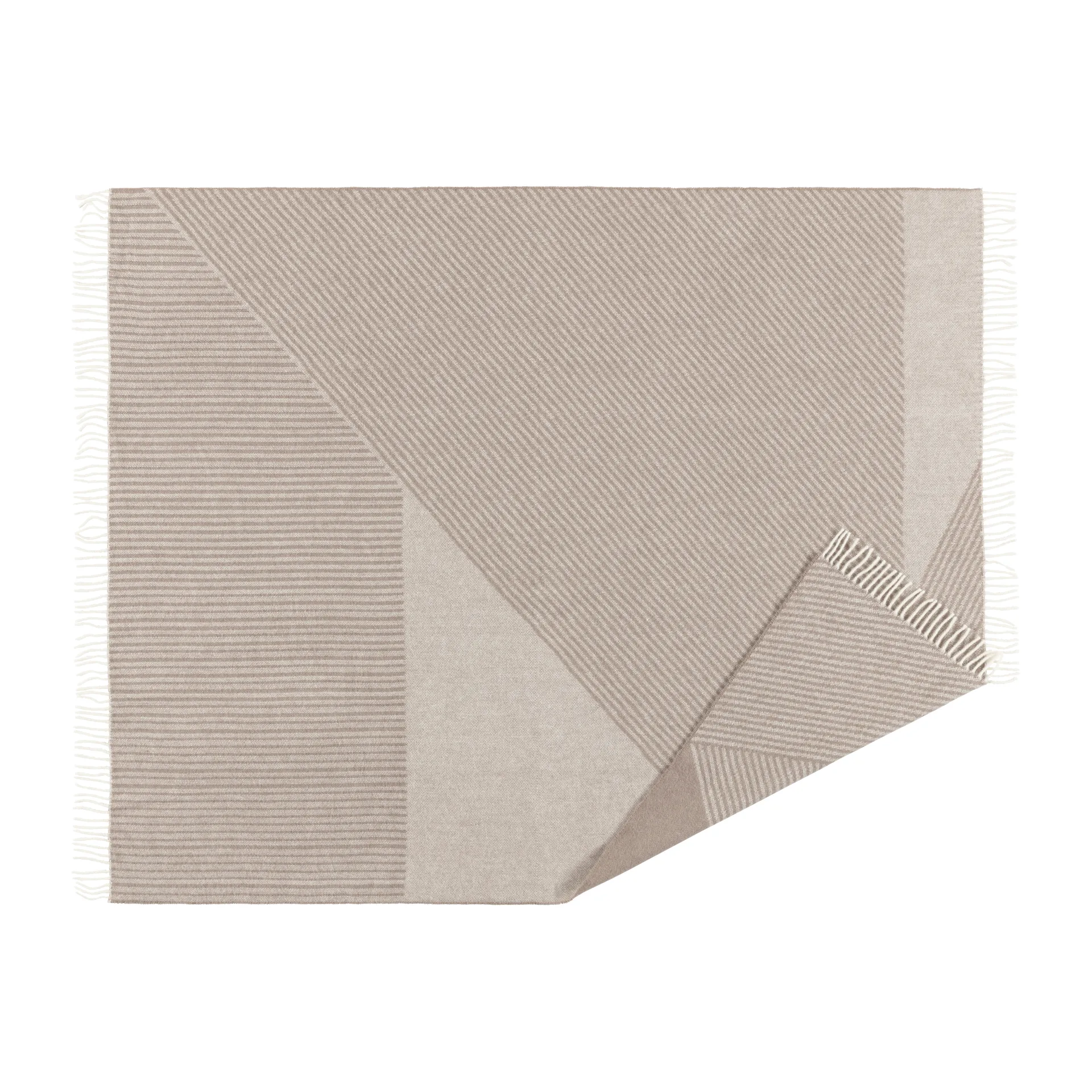 条纹羊毛披毯130x185cm, 米色 NJRD