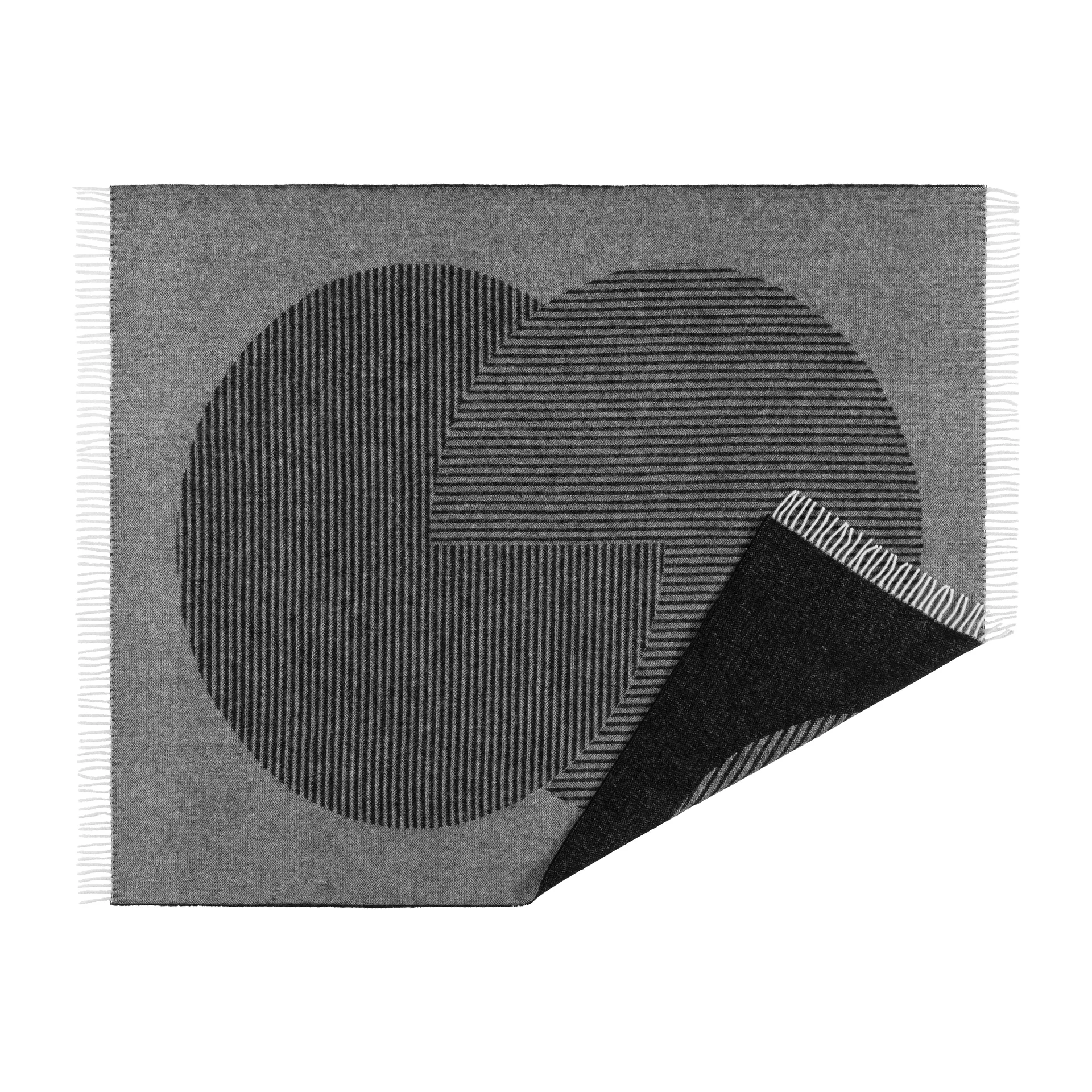 圆形羊毛披毯130x185cm, 黑色 NJRD